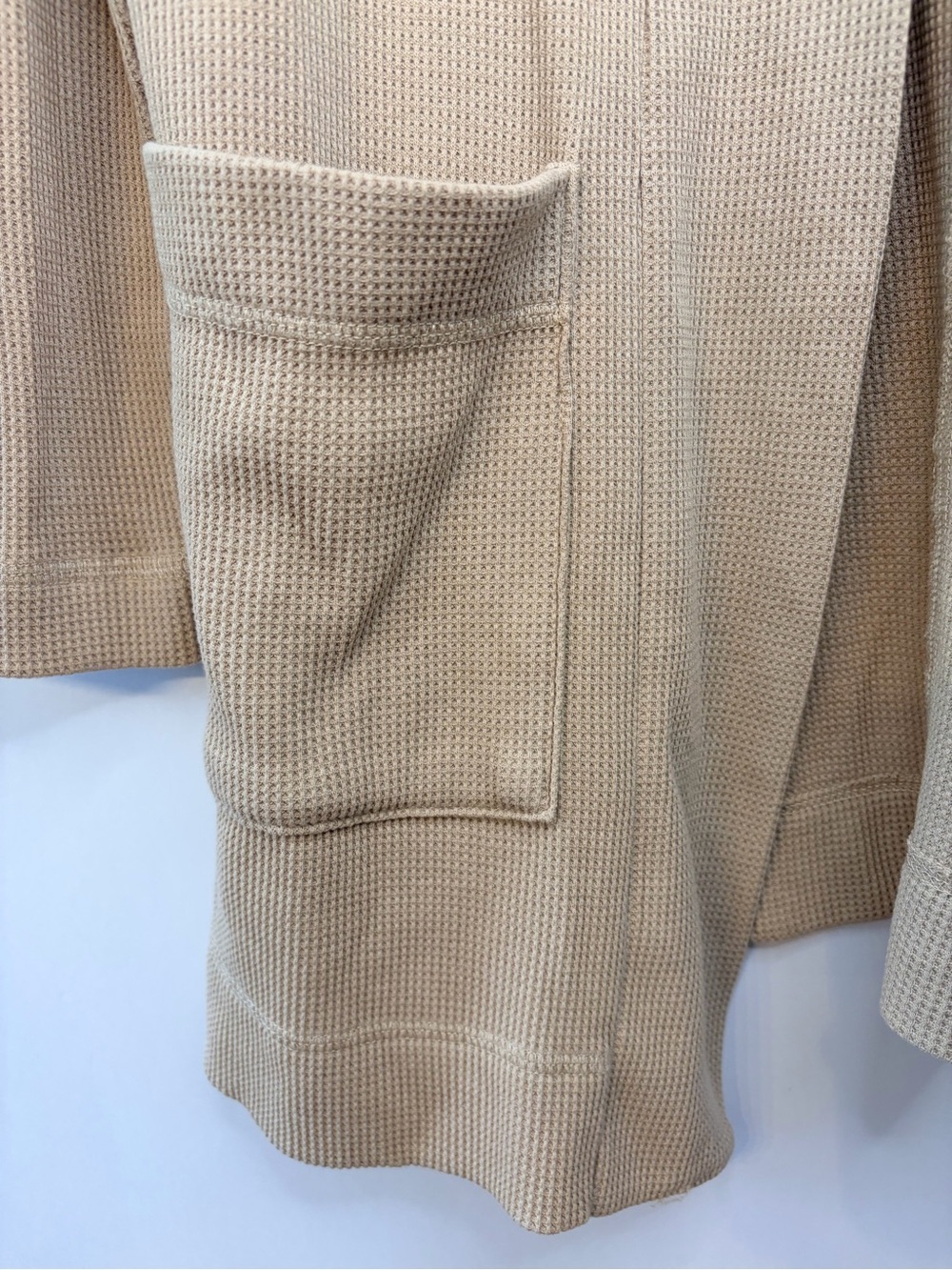 Splendid Women’s Tan Thermal Hooded Open Cardigan, Size Small - Picture 5 of 9